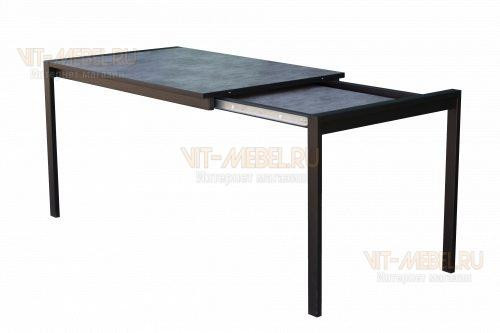 Обеденный стол Олимп, раздвижной, черный/бетон Обеденный стол Олимп, раздвижной, черный/бетон