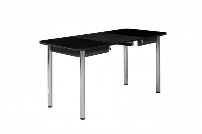 Обеденный стол Ритм, раздвижной, черный/стекло Обеденный стол Ритм, раздвижной, черный/стекло
