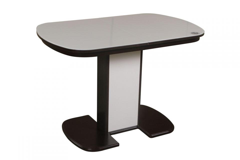 Обеденный стол Элегант, раздвижной, стекло Optivait, венге/белый
