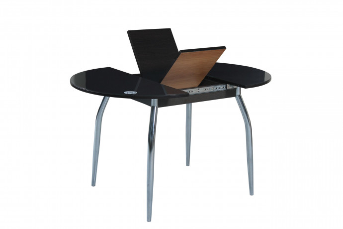 Обеденный стол Сатурн, круглый, раздвижной, черный/стекло Обеденный стол Сатурн, круглый, раздвижной, черный/стекло