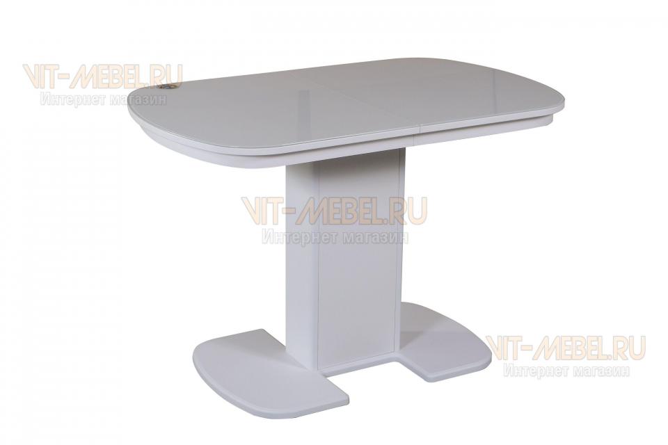 Обеденный стол Элегант, раздвижной, стекло Otivait, белый
