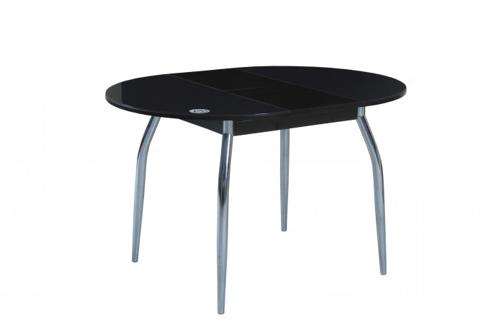 Обеденный стол Сатурн, круглый, раздвижной, черный/стекло Обеденный стол Сатурн, круглый, раздвижной, черный/стекло