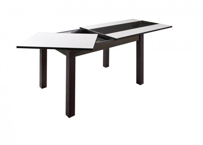Обеденный стол Буони, поворотно-откидной, стекло, венге/ваниль Обеденный стол Буони, поворотно-откидной, стекло, венге/ваниль