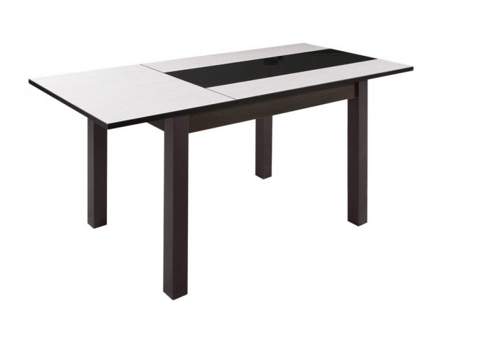 Обеденный стол Буони, поворотно-откидной, стекло, венге/ваниль Обеденный стол Буони, поворотно-откидной, стекло, венге/ваниль