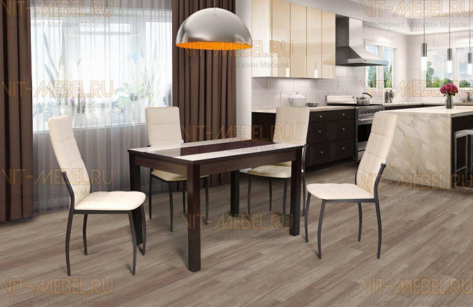 Обеденная группа Буони 2, стулья Лея 2 с простежкой Обеденная группа Буони 2, стулья Лея 2 с простежкой