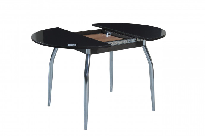 Обеденный стол Сатурн, круглый, раздвижной, черный/стекло Обеденный стол Сатурн, круглый, раздвижной, черный/стекло