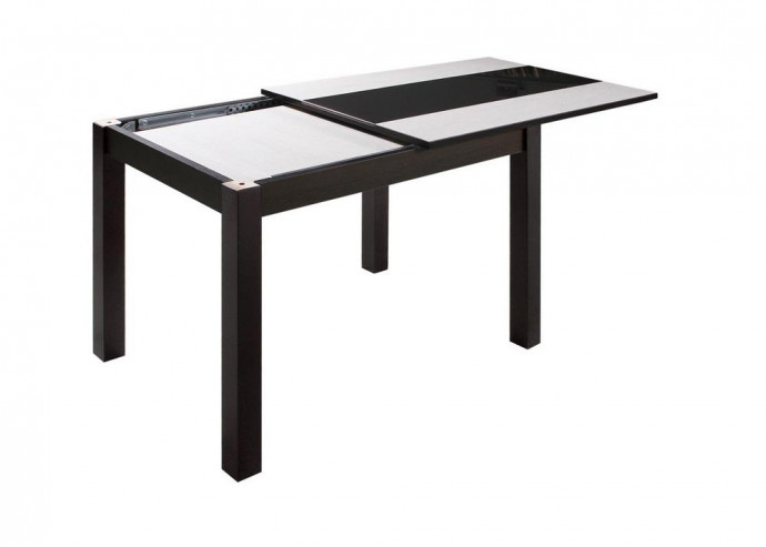 Обеденный стол Буони, поворотно-откидной, стекло, венге/ваниль Обеденный стол Буони, поворотно-откидной, стекло, венге/ваниль