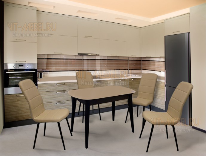 Обеденная группа Премиум, стулья Престиж, песочный Обеденная группа Премиум, стулья Престиж, песочный