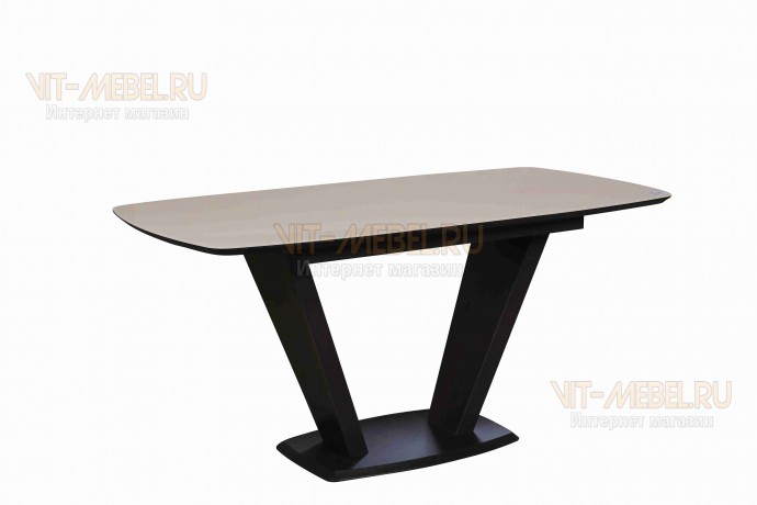 Обеденная группа Вегас со стеклом, стулья Лея 2 с простежкой, венге/бежевый Обеденная группа Вегас со стеклом, стулья Лея 2 с простежкой, венге/бежевый