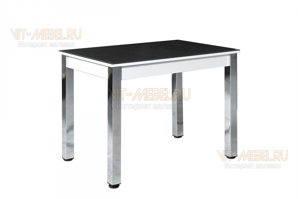 Обеденный стол Буони 3, поворотно-откидной, стекло, черный/белый