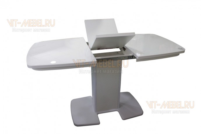 Обеденный раздвижной стол Элегант-М стекло(Белый) Обеденный раздвижной стол Элегант-М стекло(Белый)