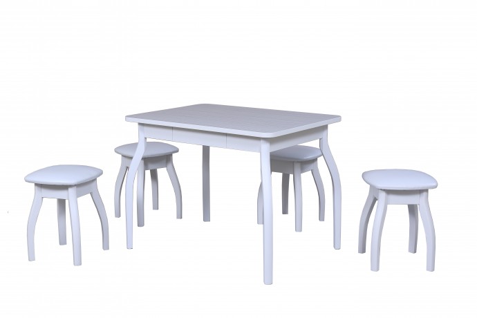 Обеденная группа Дебют, с ящиком, табуреты Бенд, белый Обеденная группа Дебют, с ящиком, табуреты Бенд, белый