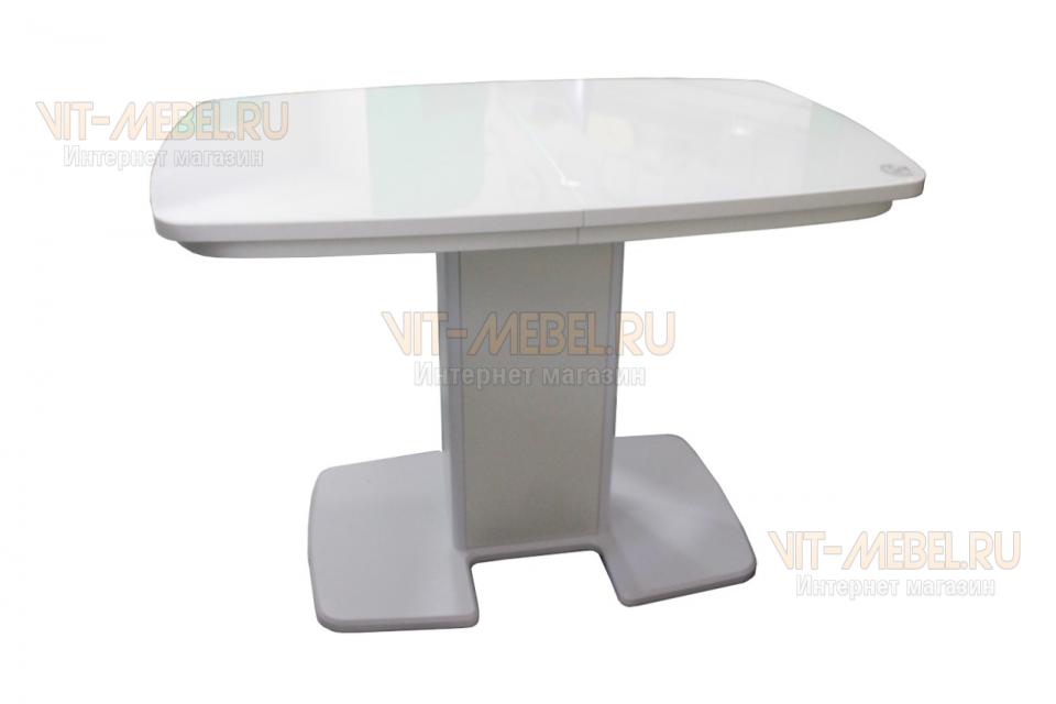 Обеденный раздвижной стол Элегант-М стекло(Белый)