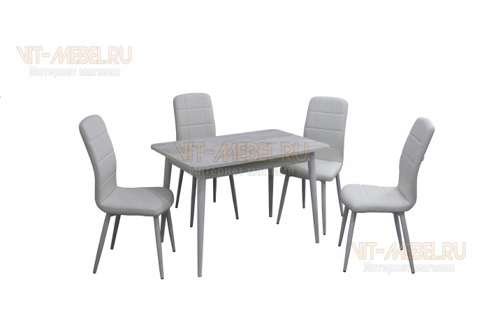 Стол раздвижнойГранд (белый/сосна монрепо) и 4 стула Престиж Стол раздвижнойГранд (белый/сосна монрепо) и 4 стула Престиж