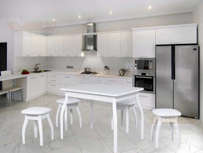 Обеденная группа Дебют, с ящиком, табуреты Бенд, белый Обеденная группа Дебют, с ящиком, табуреты Бенд, белый