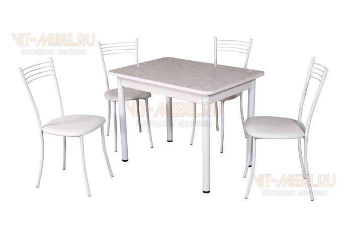Обеденная группа Дебют, стулья Сильвия 1, белый Обеденная группа Дебют, стулья Сильвия 1, белый