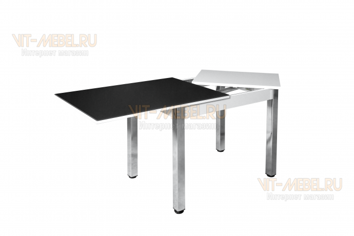 Обеденный стол Буони 3, поворотно-откидной, стекло, черный/белый Обеденный стол Буони 3, поворотно-откидной, стекло, черный/белый