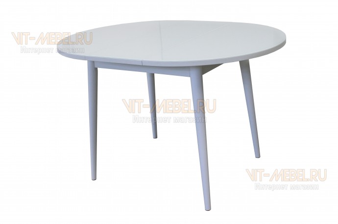 Обеденный стол Сатурн, раздвижной, круглый, стекло, белый Обеденный стол Сатурн, раздвижной, круглый, стекло, белый