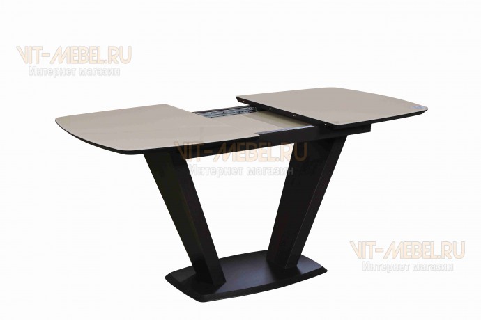 Обеденная группа Вегас со стеклом, стулья Лея 2 с простежкой, венге/бежевый Обеденная группа Вегас со стеклом, стулья Лея 2 с простежкой, венге/бежевый